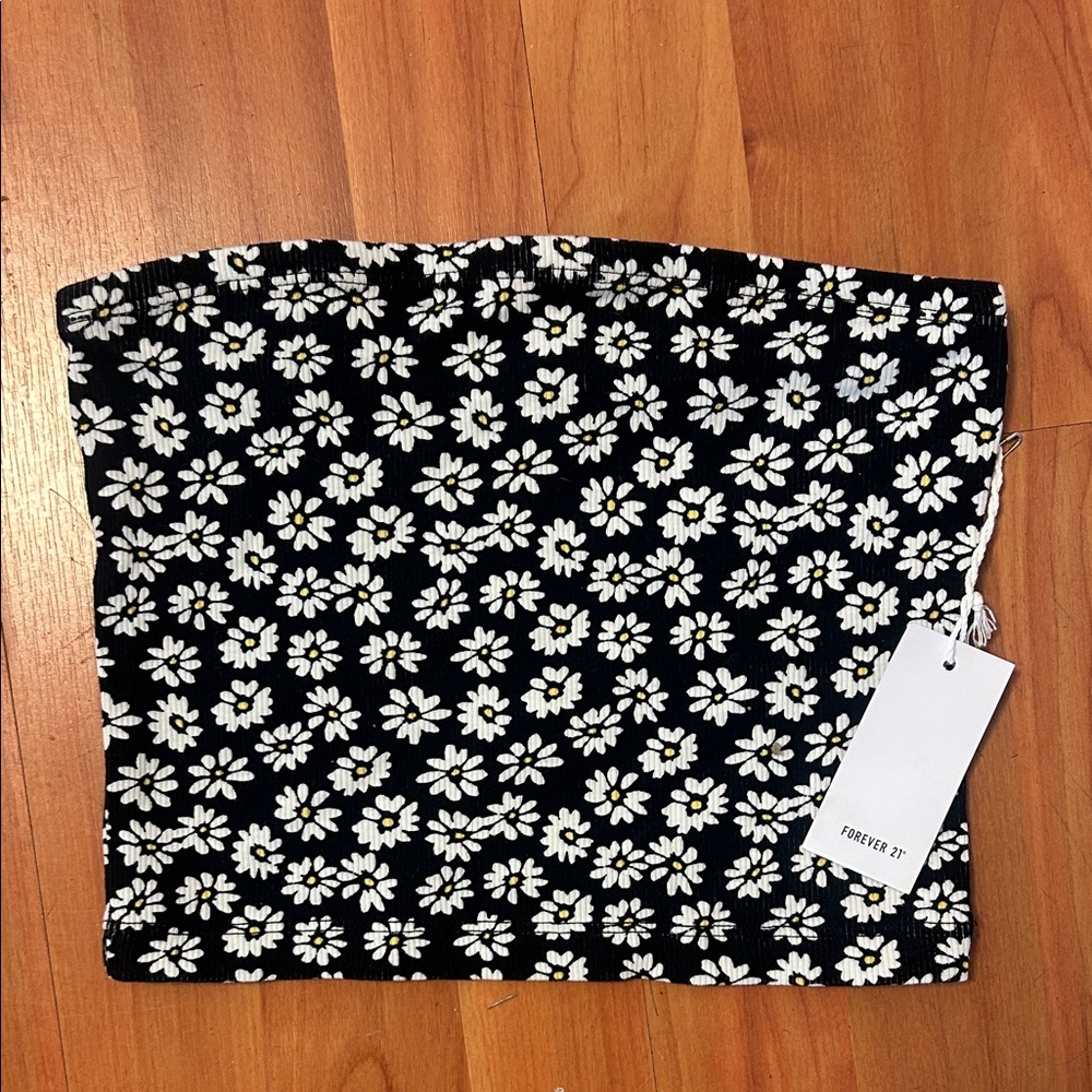 Forever 21 Black and White Daisy Tube Top